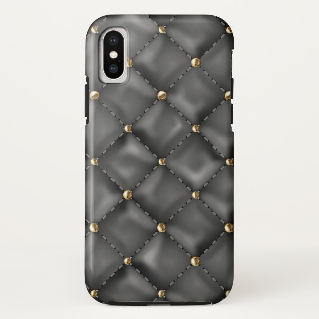 Glossy Leather Texture with Gold Pearls Case-Mate iPhone Case (Back)