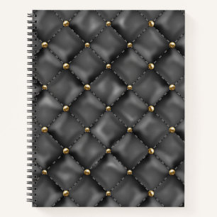 Glossy Leather Texture with Gold Pearls Notebook