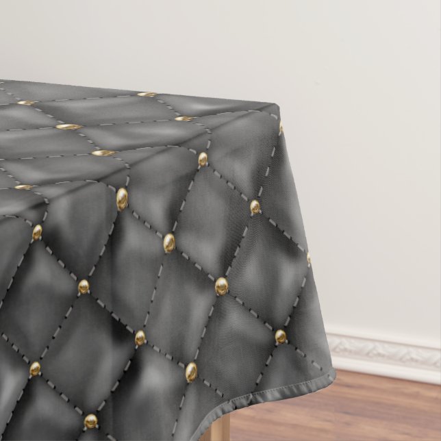 Glossy Leather Texture with Gold Pearls Tablecloth (In Situ)