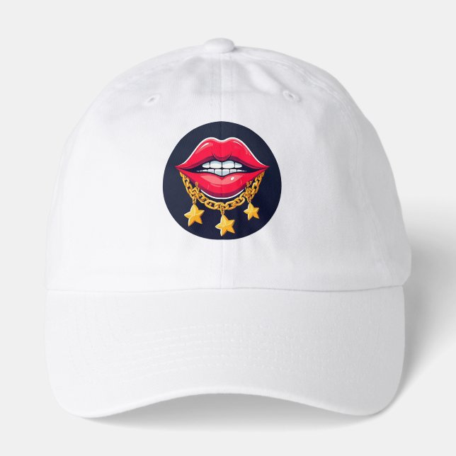 🌸 Glossy Lips Glam Chain Chic Home Style 🌸 Hat (Front)