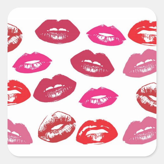 Glossy Lips Wallpaper Background Square Sticker (Front)