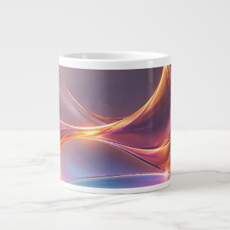 Glossy Neon Multicolor Abstract Liquid Waves Giant Coffee Mug