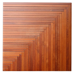 Glossy orange natural wooden planks ceramic tile