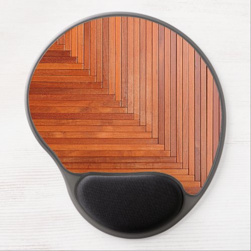 Glossy orange natural wooden planks gel mouse pad