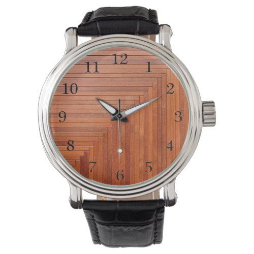Glossy orange natural wooden planks watch