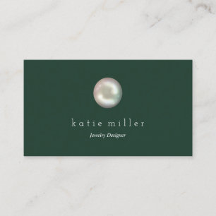 Glossy Pearl Deep Green Jewelry Designer Business Card