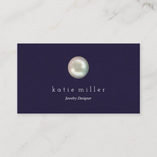 Glossy Pearl Navy Blue Jewelry Designer Business Card