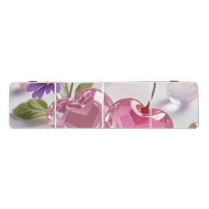 Glossy Pink Crystal Cherries & Soft Floral Elegant Beer Pong Table