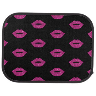 Glossy Pink Lips Purple Glitter Kisses Elegant Car Floor Mat