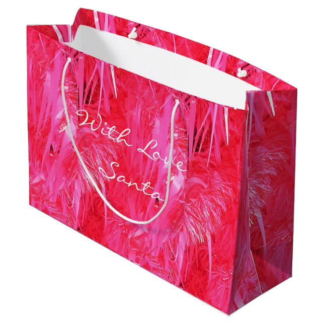 Glossy Pink Merry Christmas Gift Bag Custom (Back Angled)