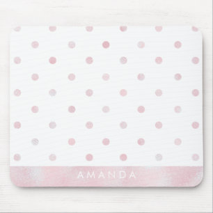 Glossy pink POLKA DOTS PERSONALIZE ADD YOUR NAME Mouse Pad