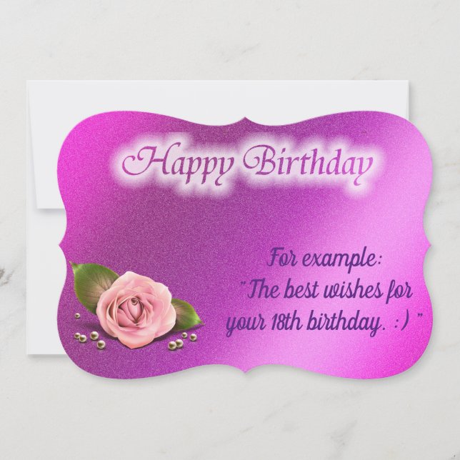 Glossy Popular Rose Birthday Card (Front)