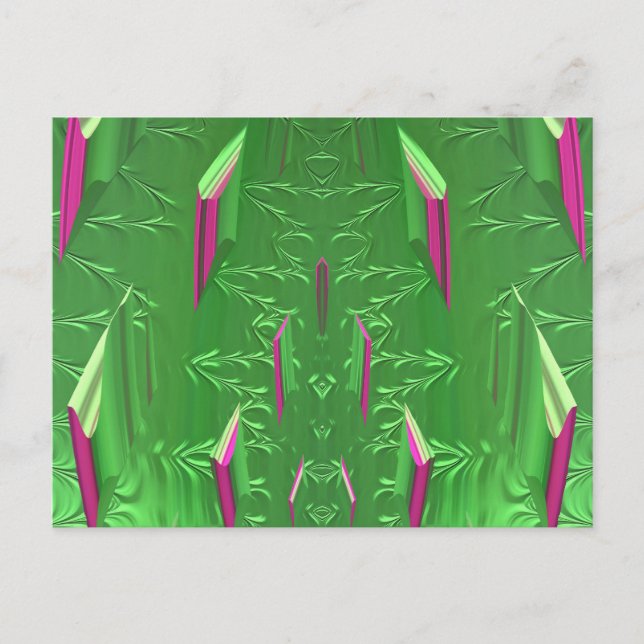 Glossy Postcard 3D Pink Green Zany (Front)