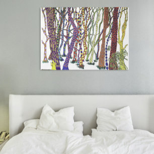 Glossy Poster of happy colorful crazy forest
