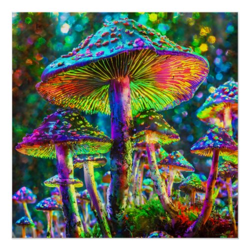 Glossy psychedelic mushroom Poster