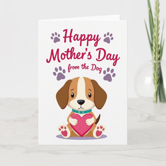Glossy Puppy Mothers Day Card (Front)