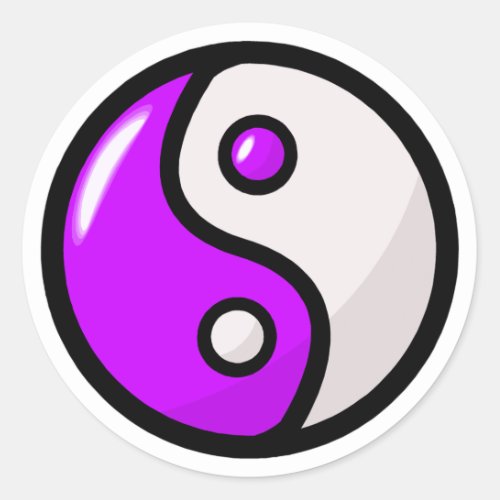 Glossy Purple Yin Yang in Balance Classic Round Sticker