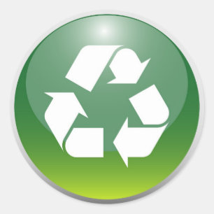 Glossy Recycling Sign Classic Round Sticker