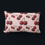 Glossy Red Cherries Pink Retro Glam Lumbar Pillow<br><div class="desc">Glossy Red Cherries Retro Glam Pink Pillow. The pink can be changed to any color.</div>