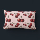 Glossy Red Cherries Pink Retro Glam Lumbar Pillow<br><div class="desc">Glossy Red Cherries Retro Glam Pink Pillow. The pink can be changed to any color.</div>