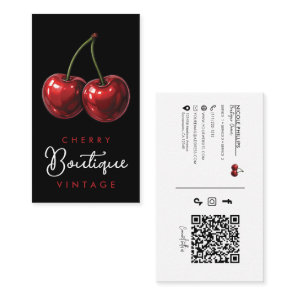 Glossy Red Cherries Retro Glam Business Card