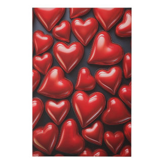 Glossy Red Hearts  Faux Canvas Print