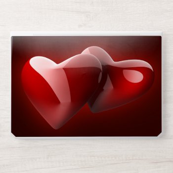 Glossy Red Hearts Hp Laptop Skin by FantasyCases at Zazzle