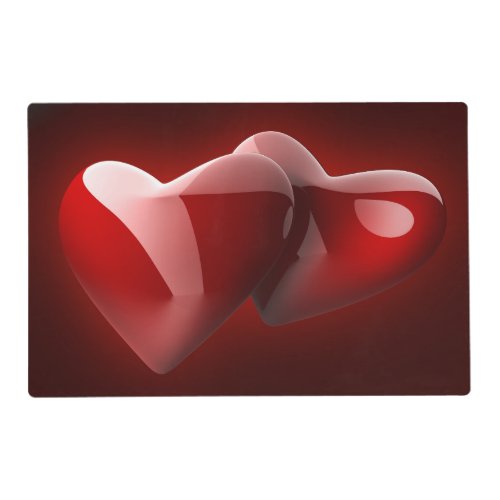 Glossy Red Hearts Laminated Placemat