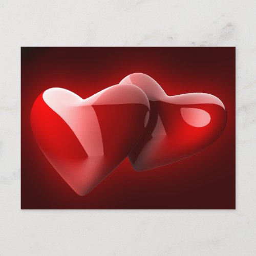 Glossy Red Hearts Postcard