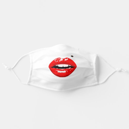 Glossy Red Lady Lips and Mole _ Chooseadd color Adult Cloth Face Mask