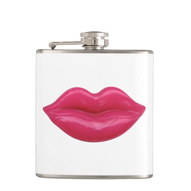 Glossy Red Lips Hip Flask (Front)