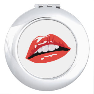 Glossy Red Lips Mirror For Makeup
