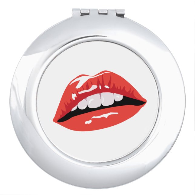 Glossy Red Lips Mirror For Makeup (Front)
