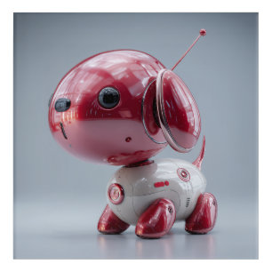 Glossy Red Robot Dog Acrylic Print