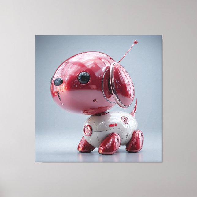 Glossy Red Robot Dog Canvas Print (Front)