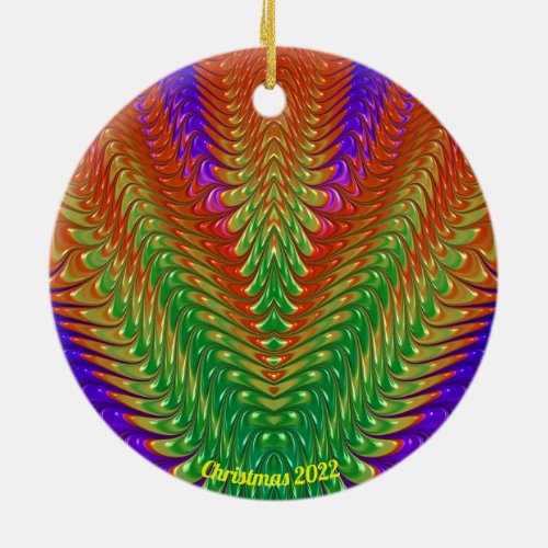 Glossy Red Yellow Purple Green Christmas 2022 Ceramic Ornament