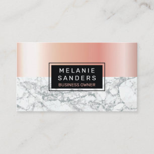 Glossy Rose Gold Metal Marble Business Card