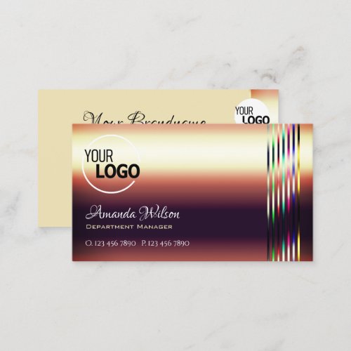 Glossy Rose Gold Optics with Logo and Monogram Business Card