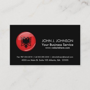 Glossy Round Albanian Flag Business Card by HappyPlanetShop at Zazzle