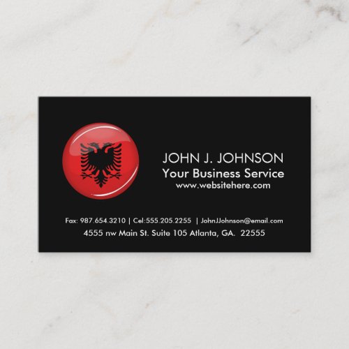 Glossy Round Albanian Flag Business Card