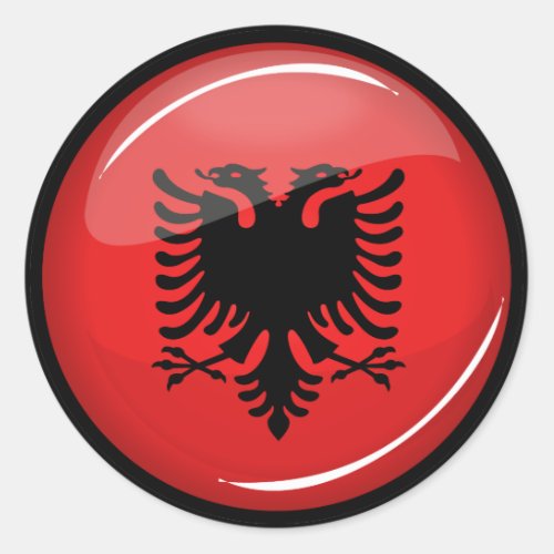 Glossy Round Albanian Flag Classic Round Sticker