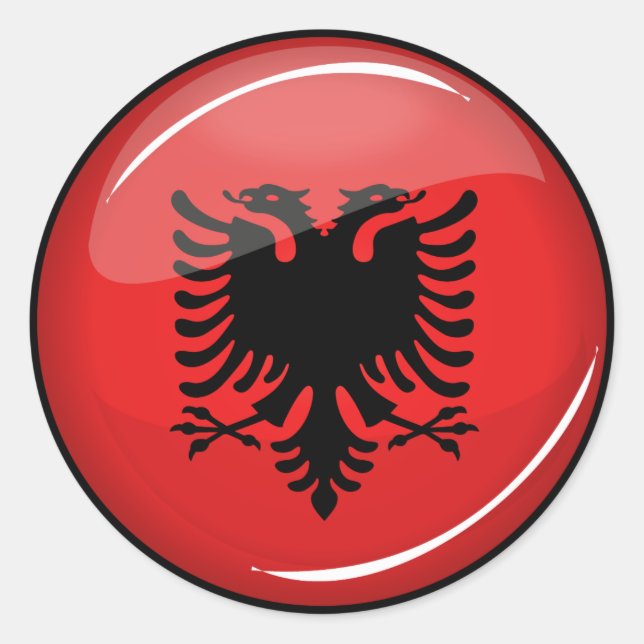 Glossy Round Albanian Flag Classic Round Sticker (Front)