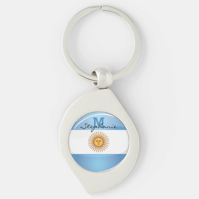 Glossy Round Argentina Flag Keychain (Front)