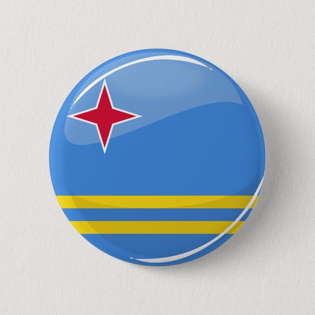 Glossy Round Aruba Flag Pinback Button (Front)