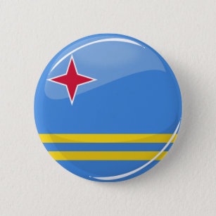 Glossy Round Aruba Flag Pinback Button