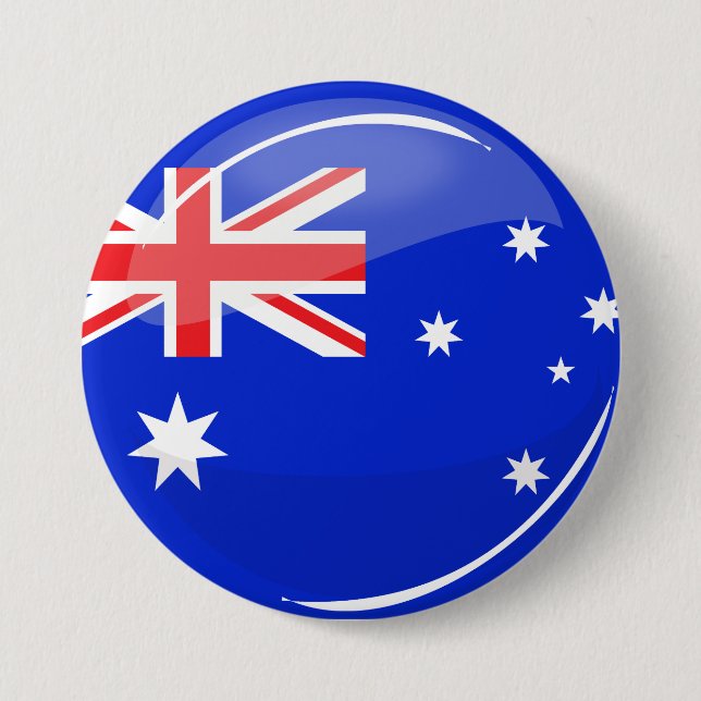 Glossy Round Australian Flag Pinback Button (Front)