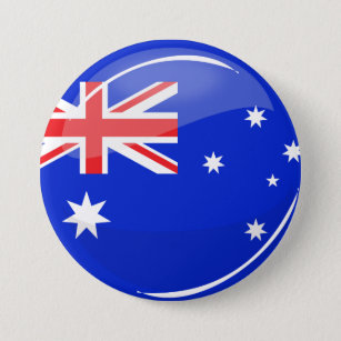 Glossy Round Australian Flag Pinback Button