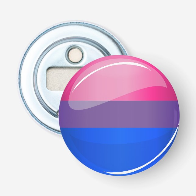 Glossy Round Bisexuality Flag Bottle Opener (Front)