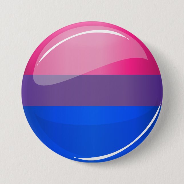 Glossy Round Bisexuality Flag Button (Front)
