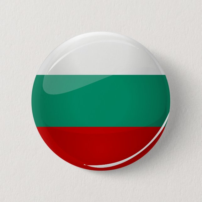 Glossy Round Bulgarian Flag Button (Front)